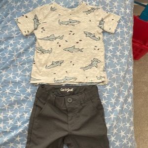 Size 2T Sovereign Code Los Angeles shark shirt and Cat and Jane shorts size 2T